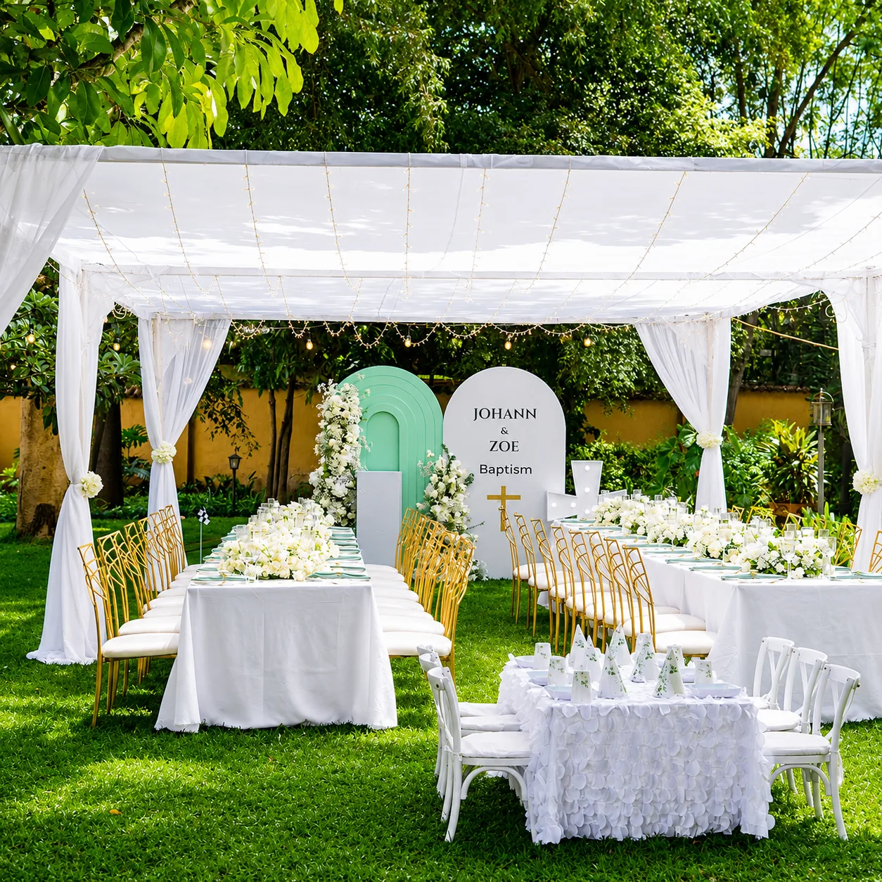 Silver party setup