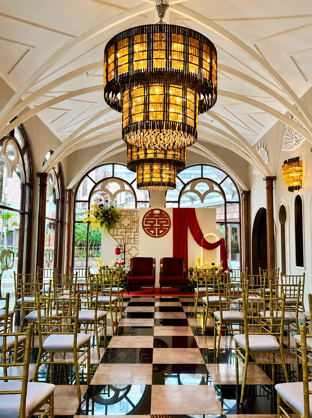 Silver Wedding ceremony setup