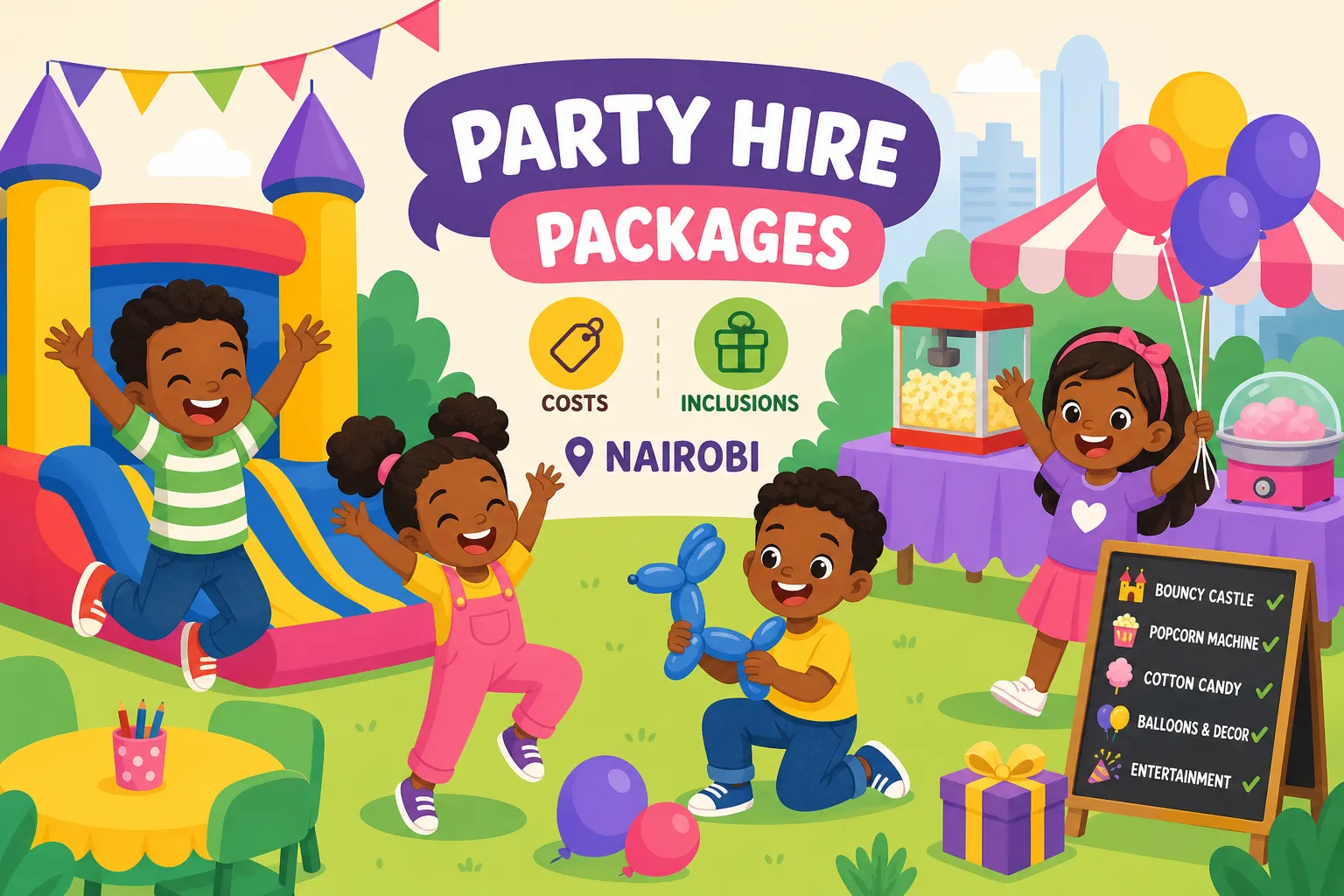 Kids party hire packages in Nairobi: costs and inclusions