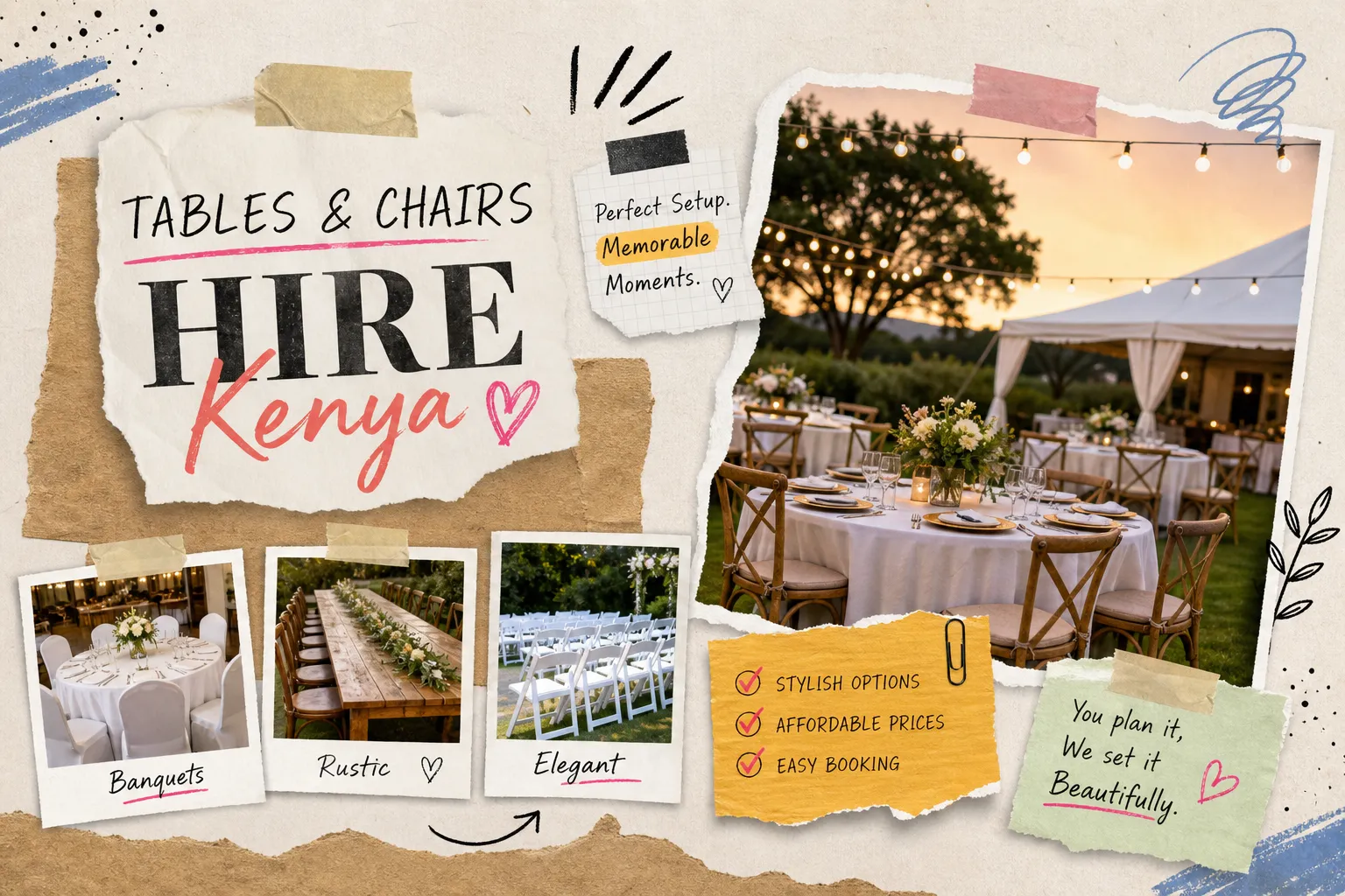 Tables and Chairs Hire Kenya: Styles, Costs & Booking Tips