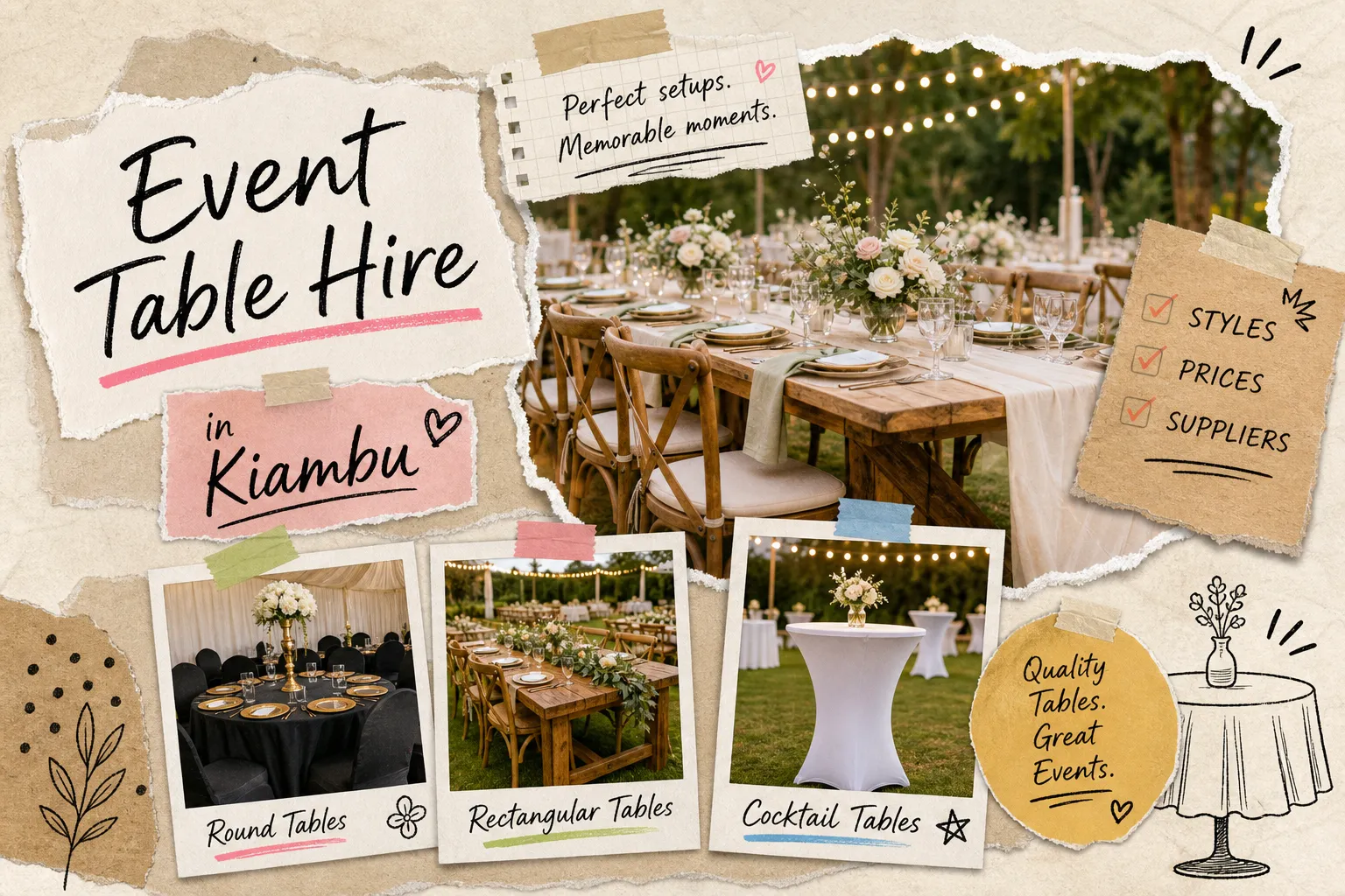 Event table hire in Kiambu: styles, prices and suppliers
