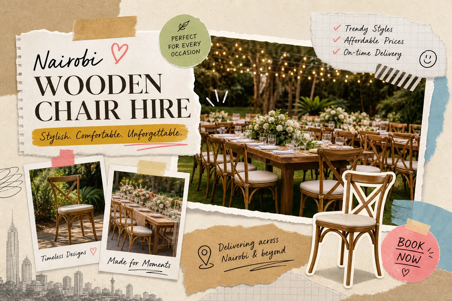 Wooden Chair Hire in Nairobi: Styles, Prices & Delivery Tips