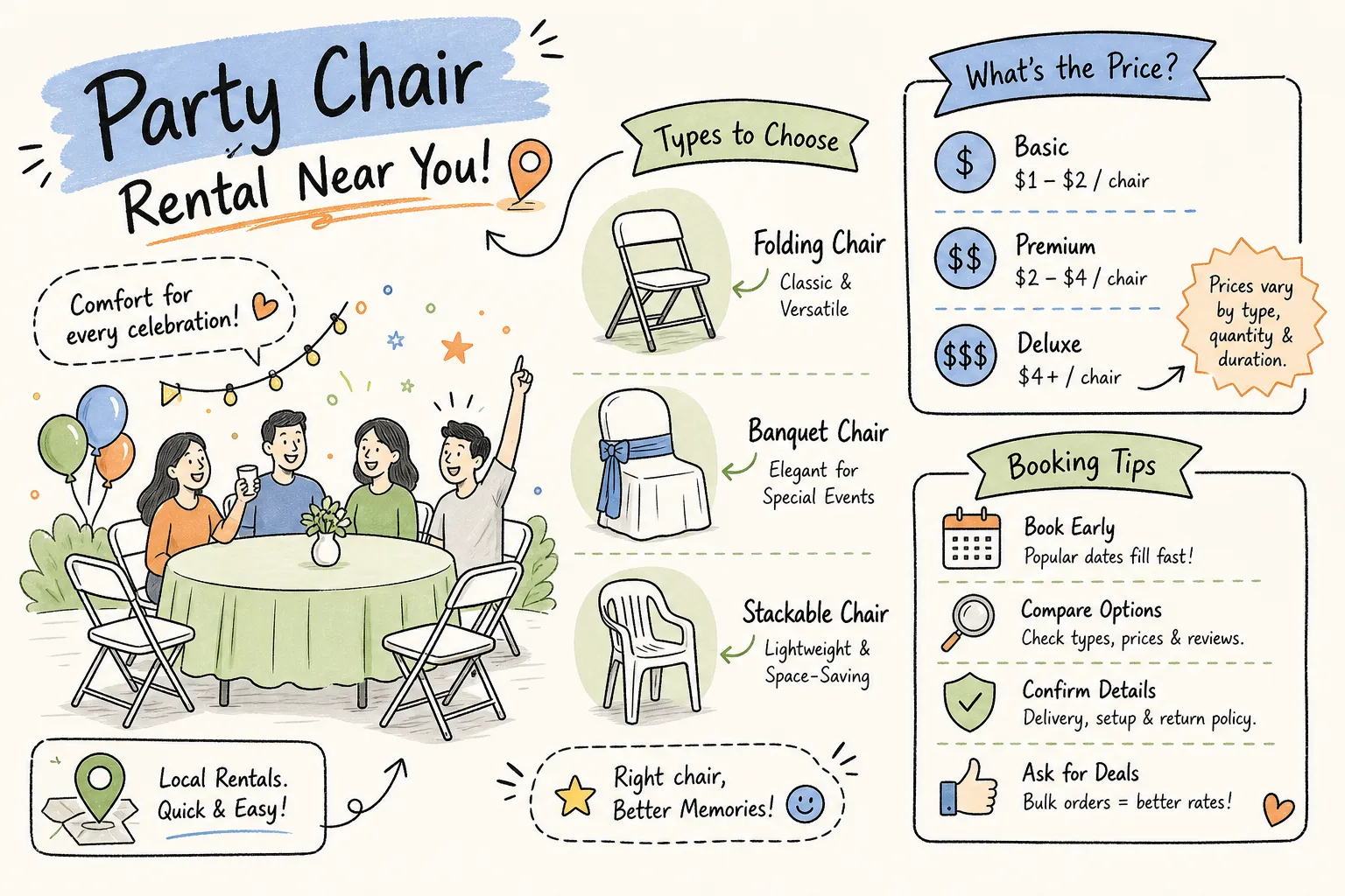 Party Chair Rental Near You: Types, Prices and Booking Tips