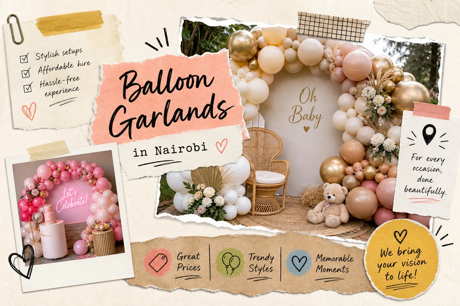 Balloon garland hire in Nairobi: styles, prices and tips