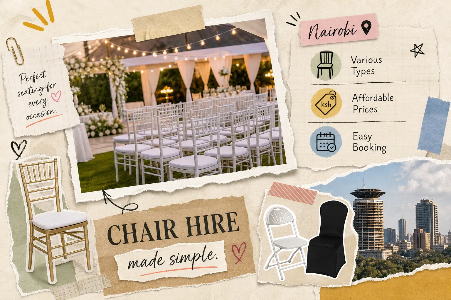 Chair hire in Nairobi: types, prices and how to book