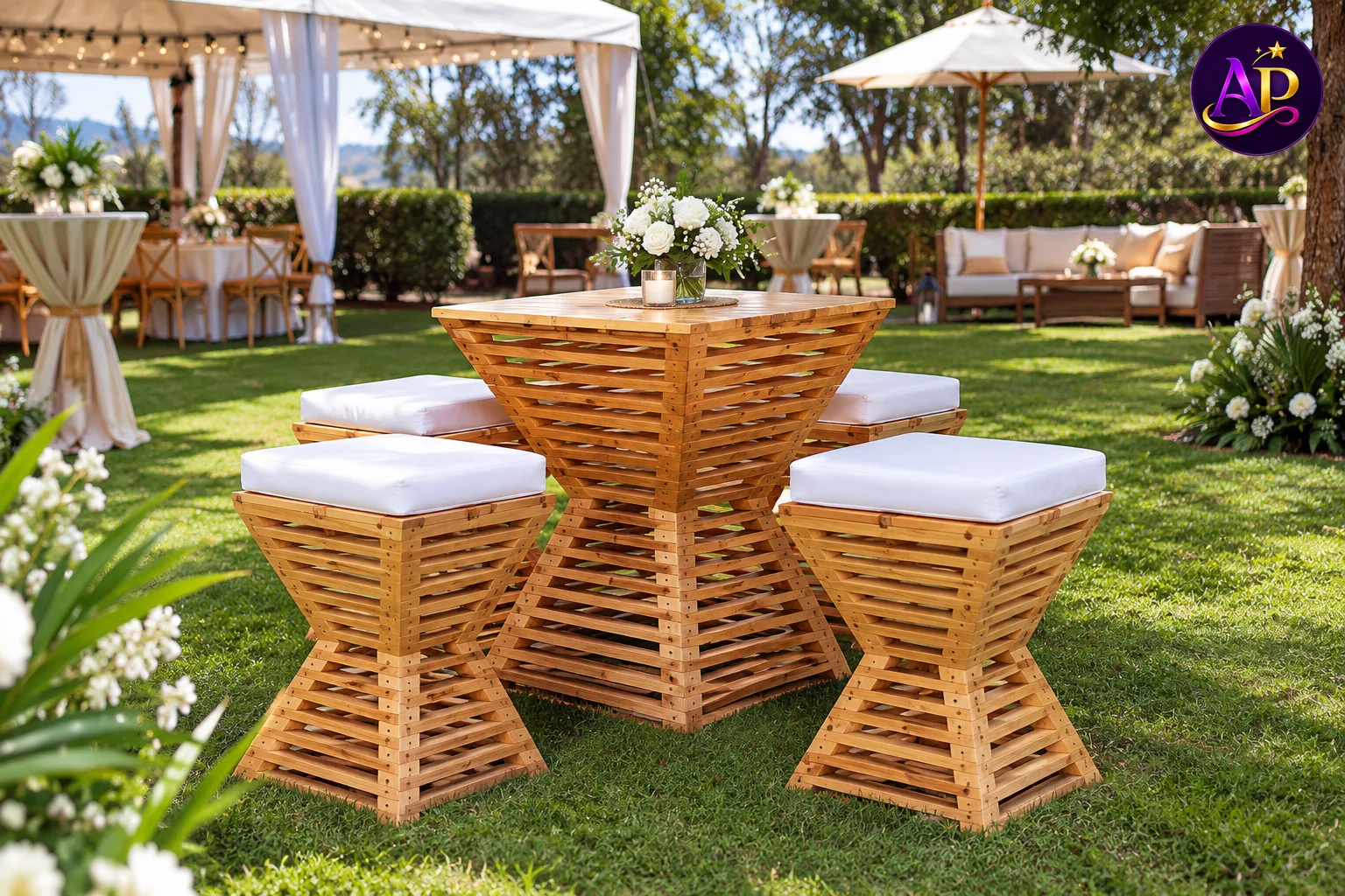 4-Seater Diamond Anganga Cocktail Set at a luxury Nairobi garden event
