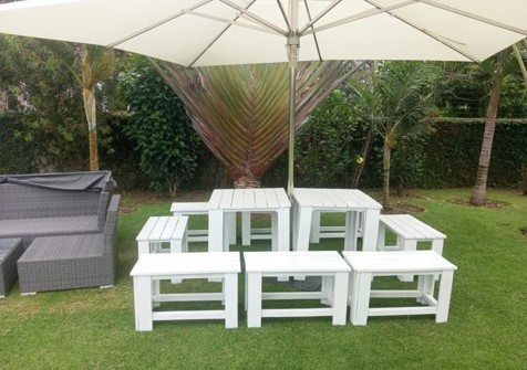 4-Seater White Cyprus Picnic Table Set
