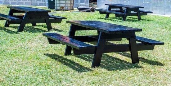 6-Seater Black Steel Picnic Bench Set (Makasi)