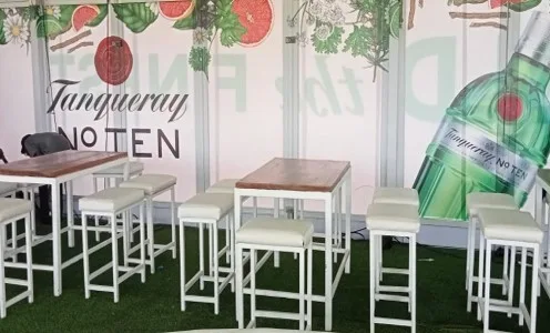 6-Seater Rustic Cocktail Table Set for hire Nairobi large outdoor cocktail furniture