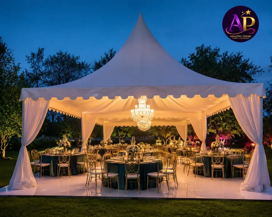 B-Line Tent with Chandelier (80 Seater)
