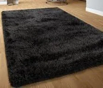 Black Fluffy Statement Carpet (2x1m)