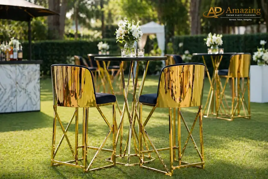 Black & Gold Executive Solid Back Barstools
