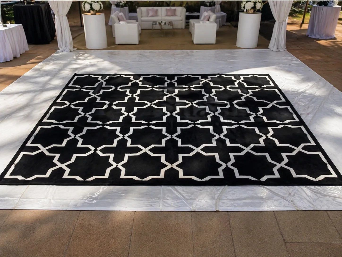 Black White Arabic Classic Carpet 2.5x3.5m for hire Nairobi large event rug