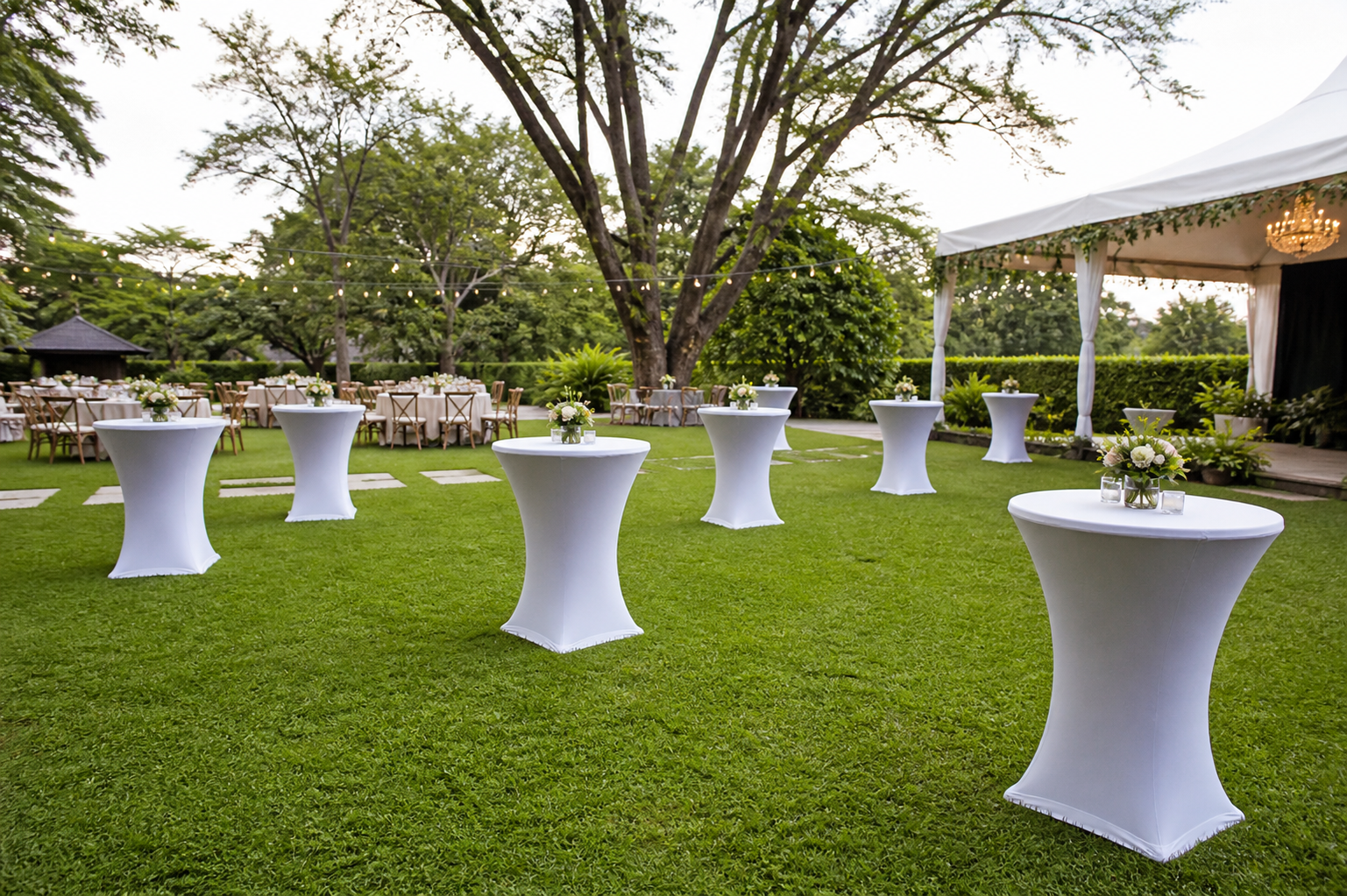 cocktail table hire Nairobi wedding reception mingle area