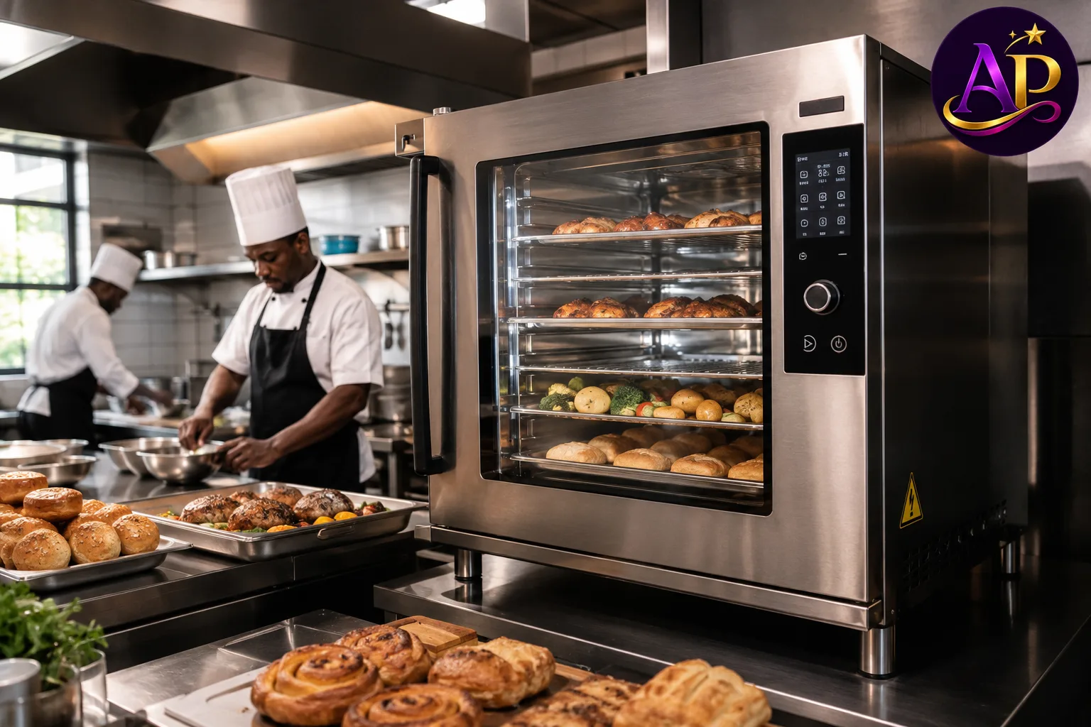 Commercial convection oven hire in Nairobi inside a professional catering kitchen preparing meals for weddings and events.