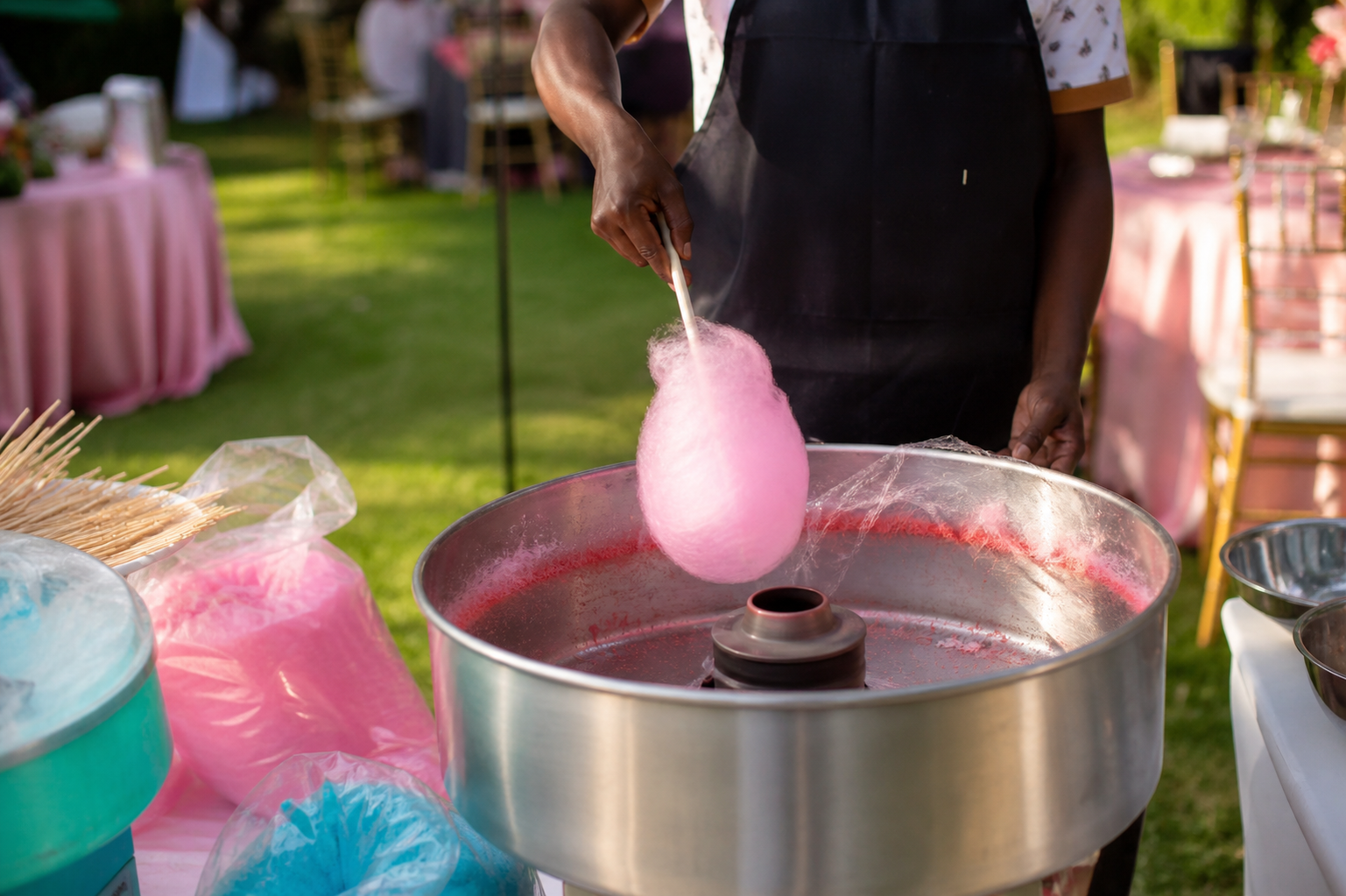 cotton candy machine hire Nairobi candy floss being spun outdoor event