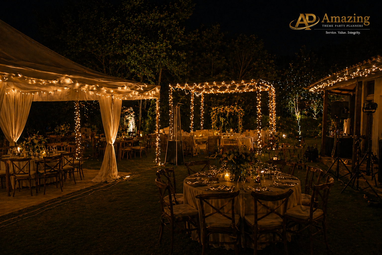 Fairy lights 30m lighting outdoor wedding reception space in Nairobi
