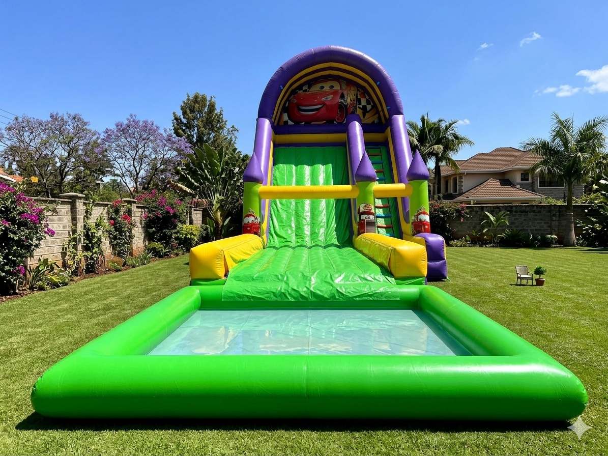 Large water slide inflatable for school event in Nairobi