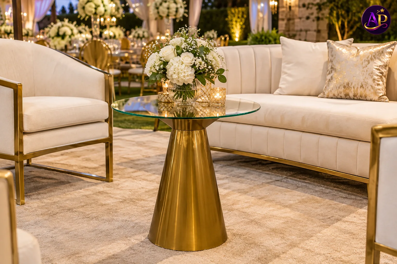 Glass Top Luxury Coffee Table for hire Nairobi event furniture