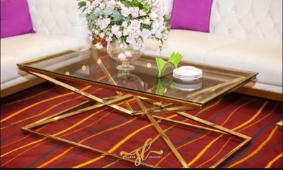 Gold Diamond-Pattern Coffee Table