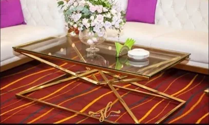 Gold Diamond-Pattern Coffee Table