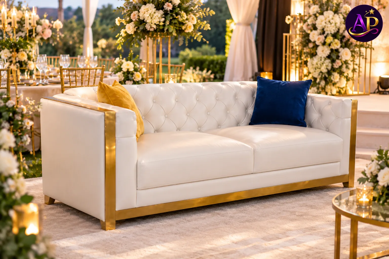 Grand Chesterfield Two-Seater Sofa at a luxury Nairobi wedding