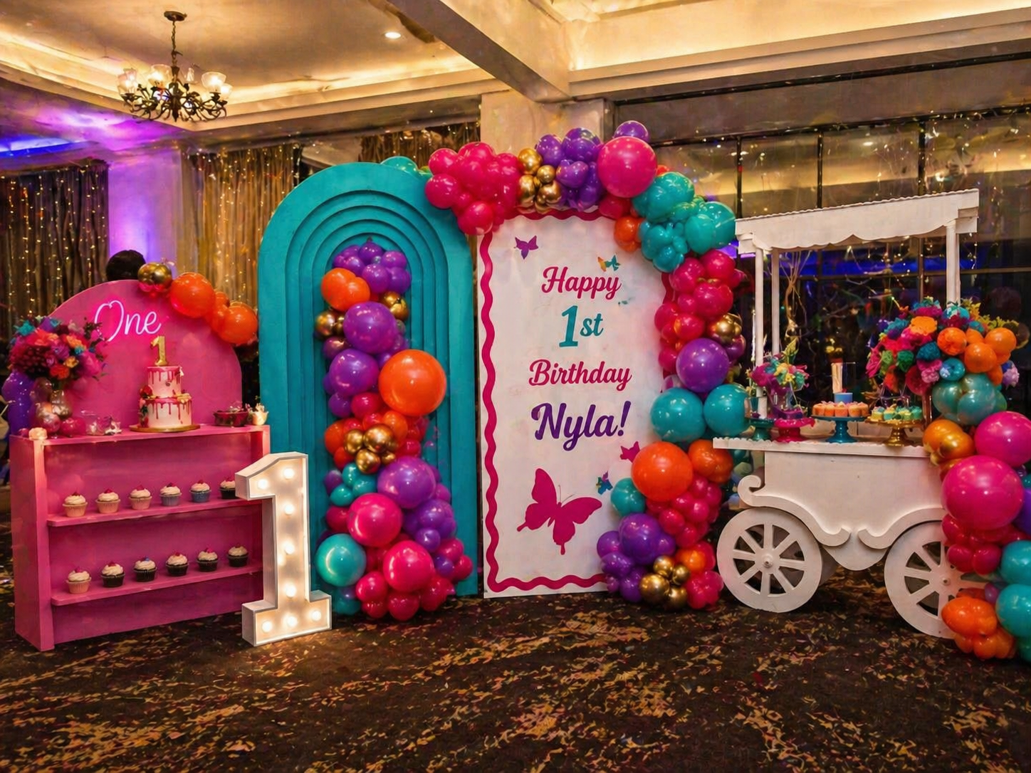 Birthday cake and gift display table setup in Nairobi