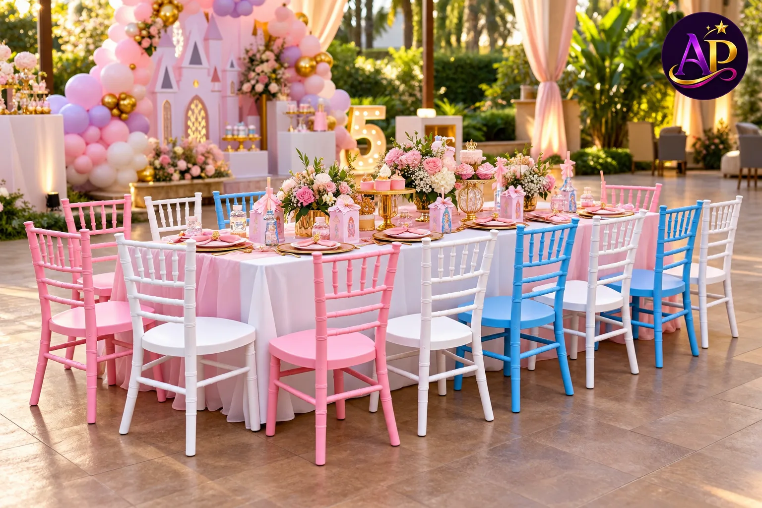 Kiddie Chiavari Seat arranged at a premium children's party