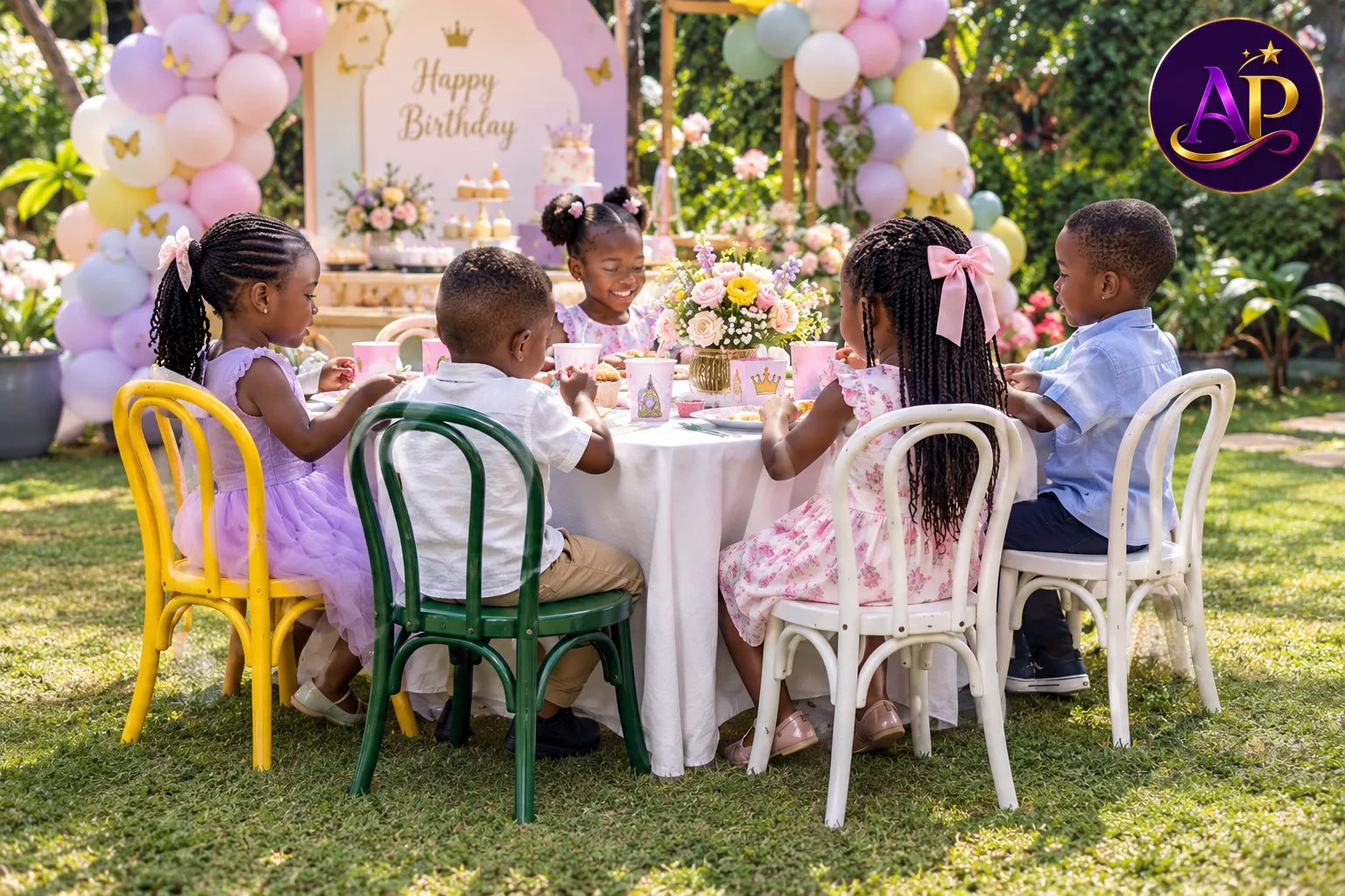 Kiddie Thonet Seat in yellow green and white for children's party hire in Nairobi
