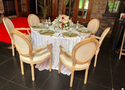 Leather-Back Louis Armchair with Arms