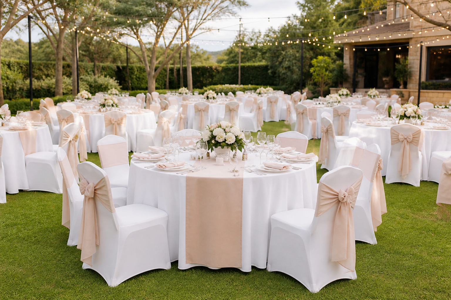 table linen hire Nairobi wedding tablecloth and runner setup