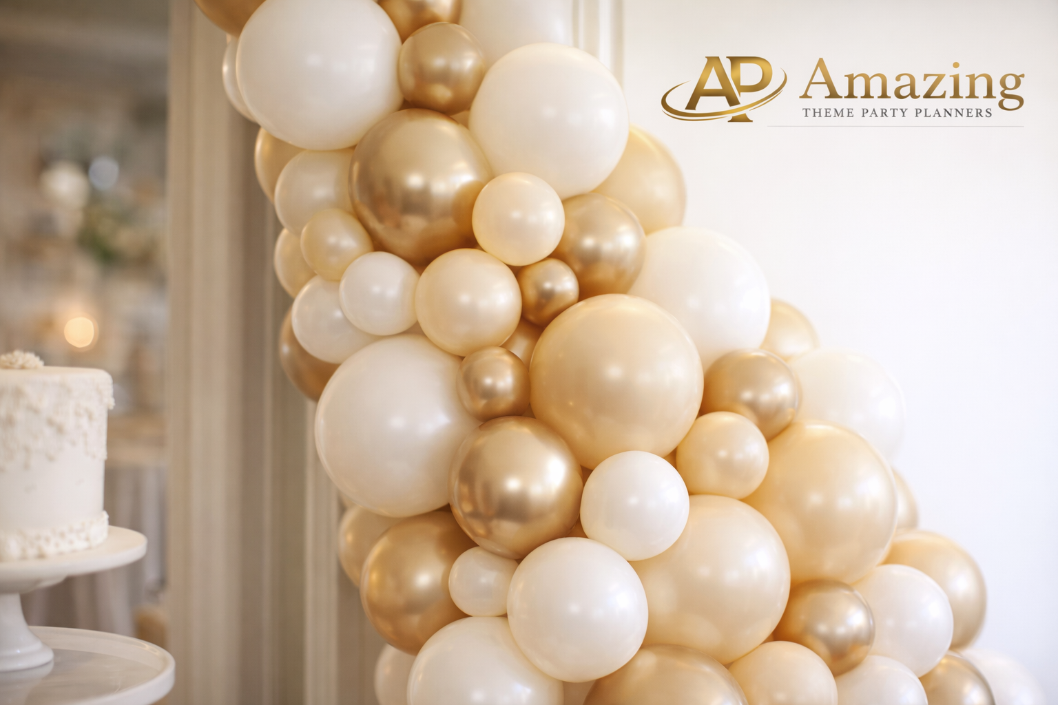 Luxe Doorway Balloon Arch with Pedestal Cake Stand