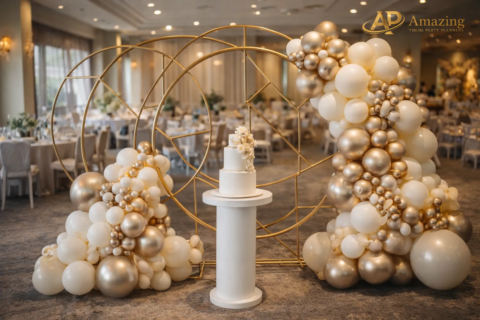 luxury geometric hoop backdrop Nairobi birthday setup