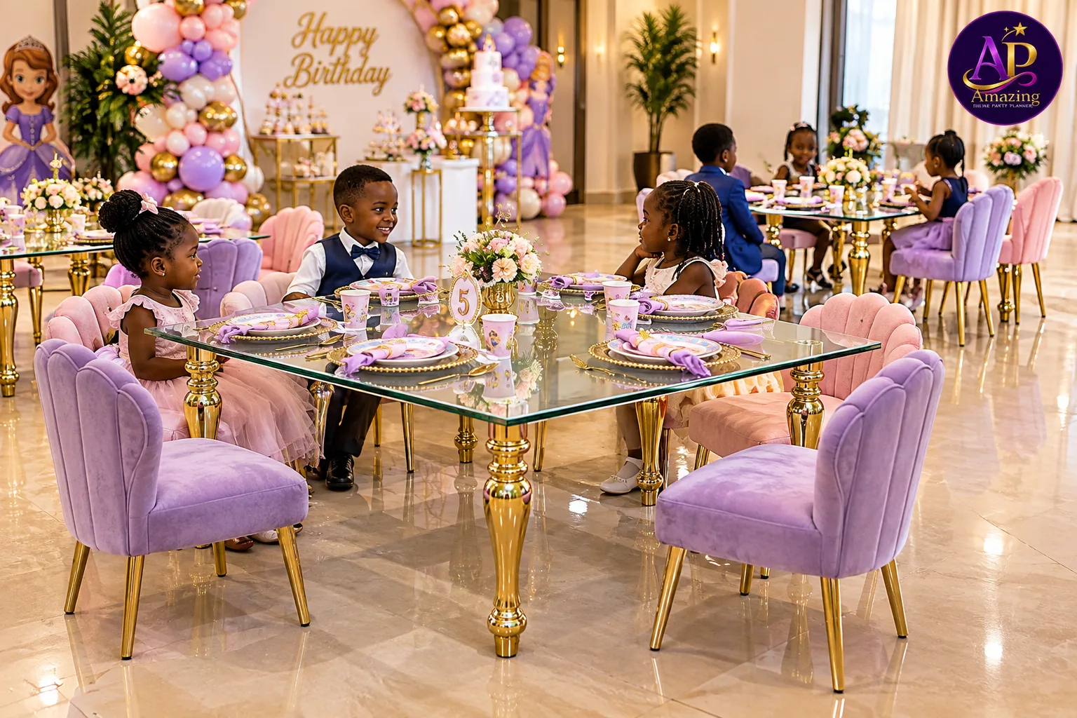 Luxury kiddie glass table available for premium children's events in Nairobi