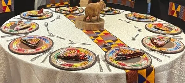 Maasai Beaded Heritage Table Mat for hire Nairobi cultural event table linen