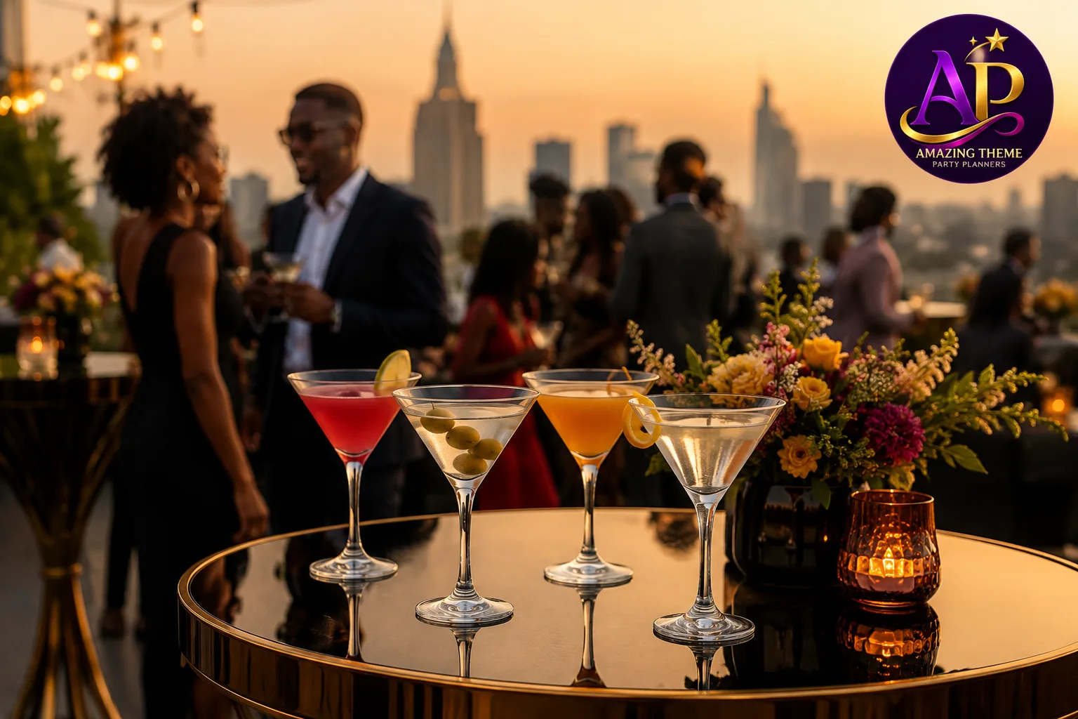 Martini Glass Hire Nairobi at a luxury cocktail reception.