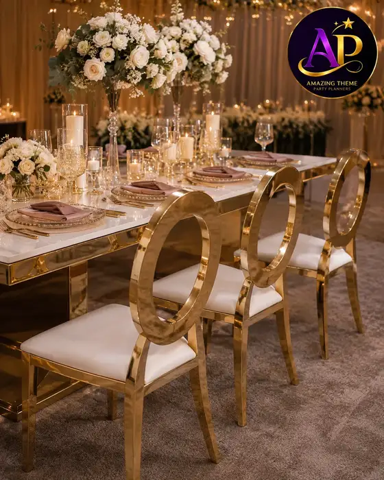 O-Back Luxe Chair Hire Nairobi luxury event seating setup for weddings and parties.