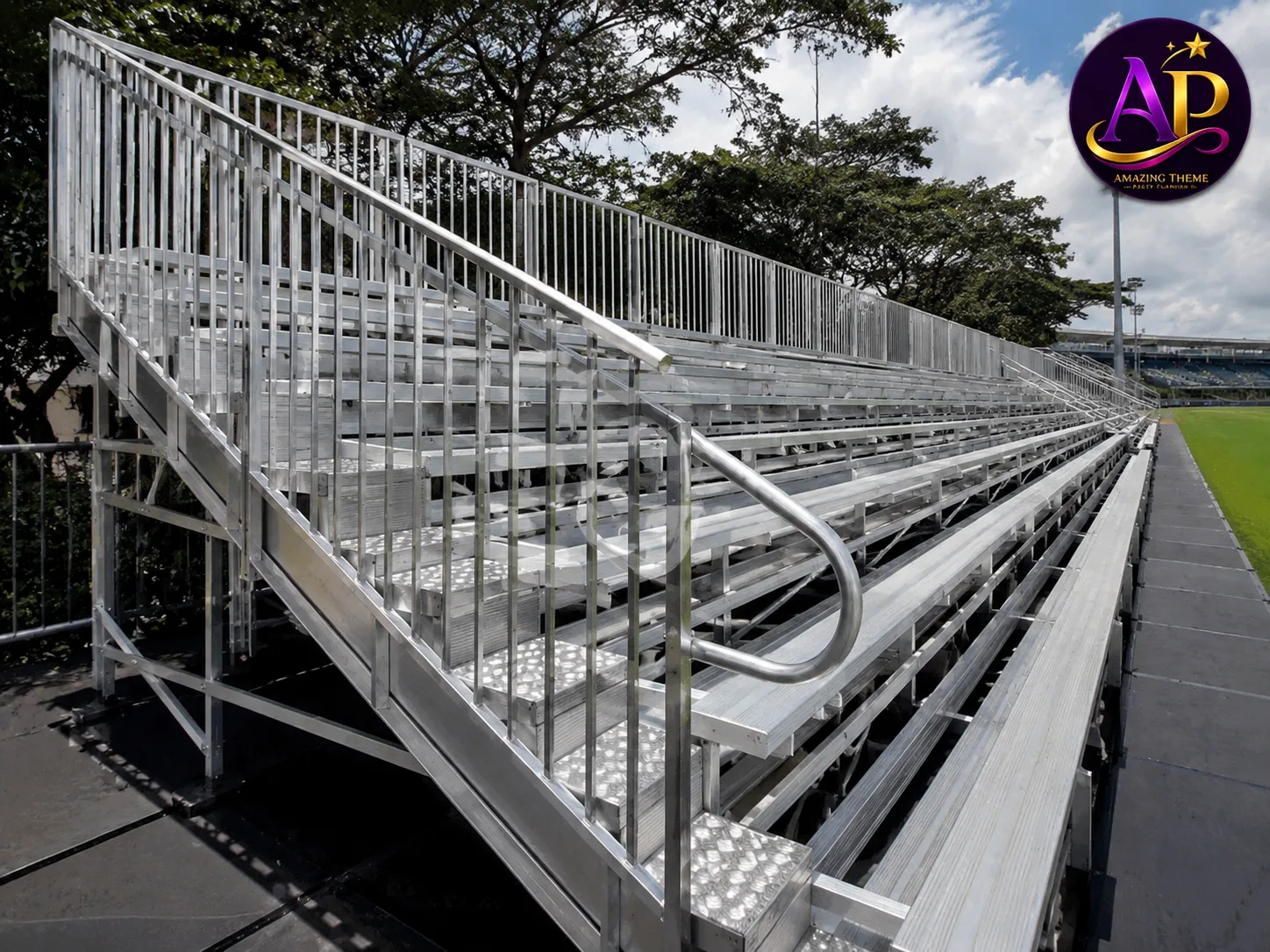 Portable Aluminium Bleacher Grandstand Hire Nairobi at a premium sports venue.
