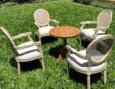 Rattan-Back Louis Armchair with Arms