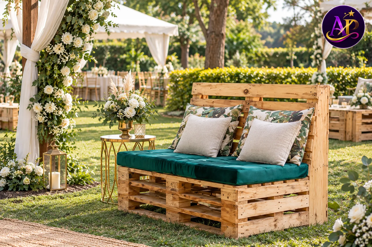 Rustic Armless Two-Seater Bench Sofa at a luxury Nairobi event
