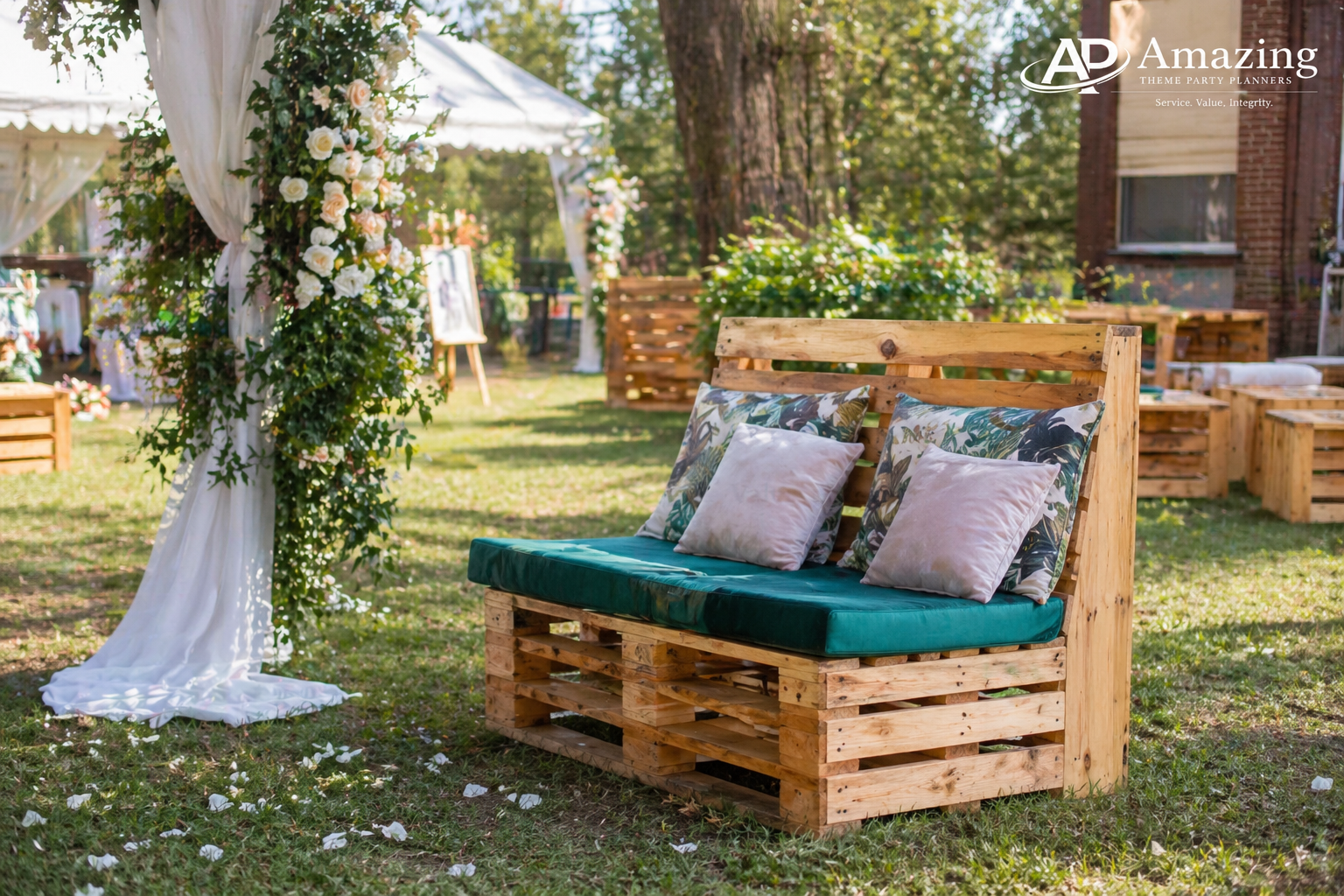 Rustic Armless Two-Seater Bench Sofa
