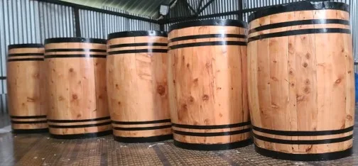 Rustic Barrel Cocktail Table for hire Nairobi wine barrel event furniture