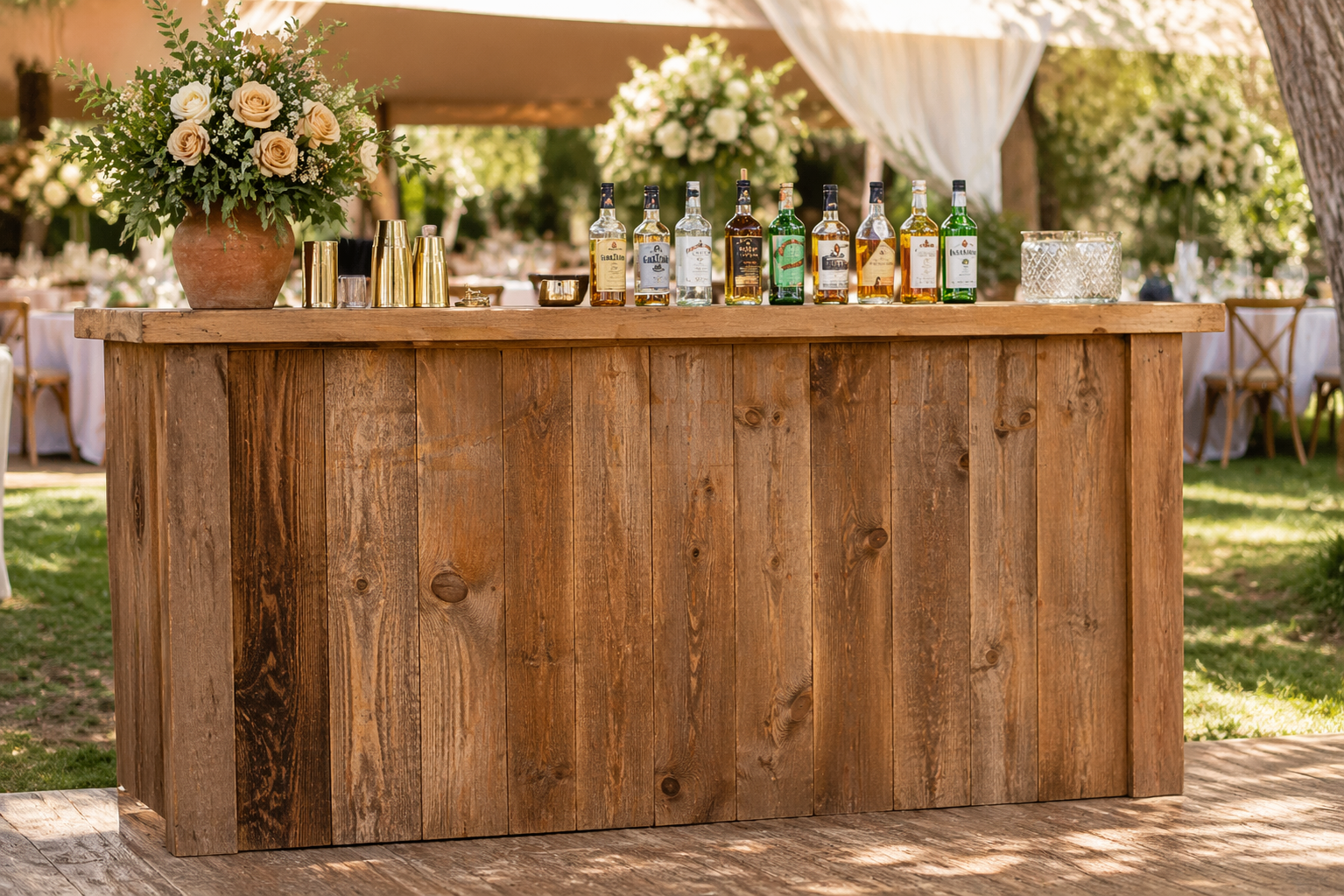 Rustic Wooden Bar Counter