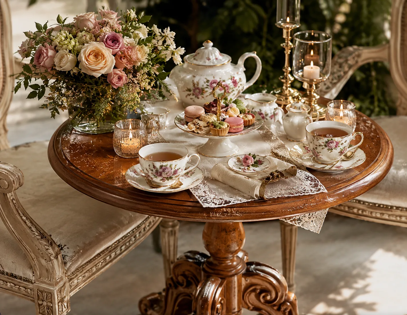 Small Victorian Tea Table Hire Nairobi for elegant garden tea parties.