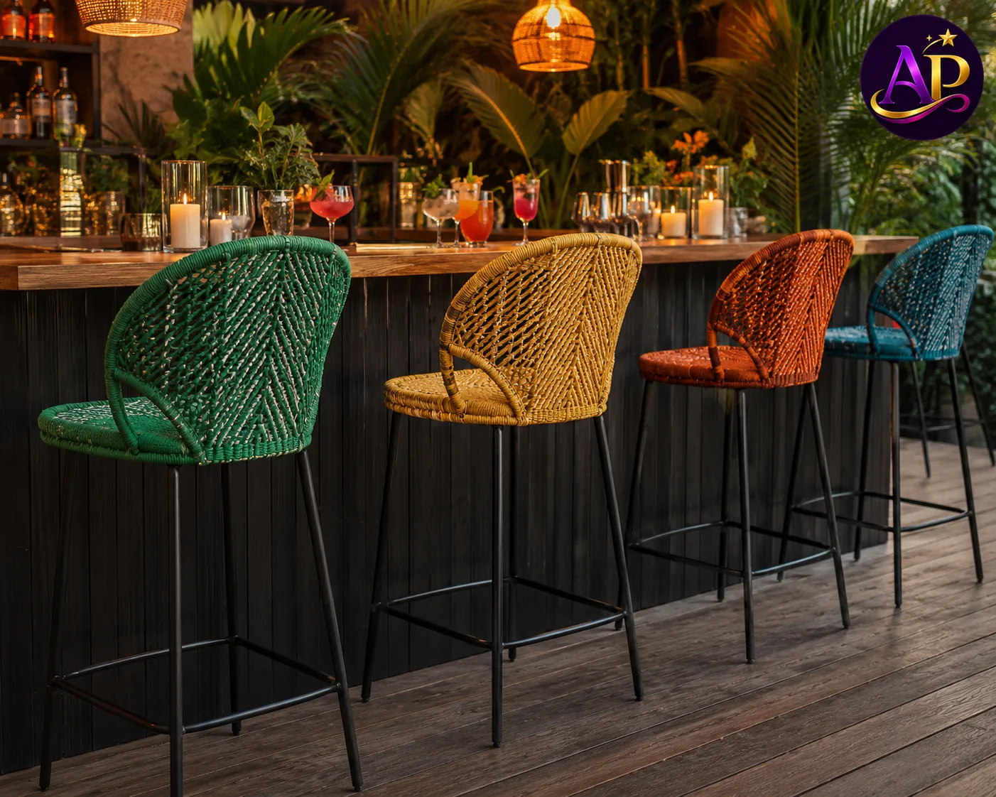 Thread Wicker Bar Stool Hire Nairobi for luxury cocktail bars and events.