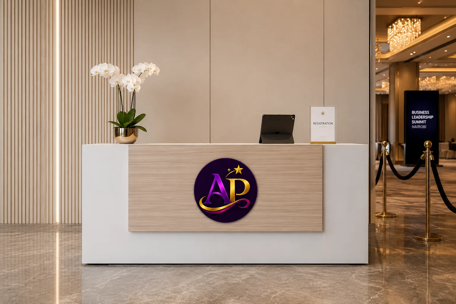 White Designer Registration Desk