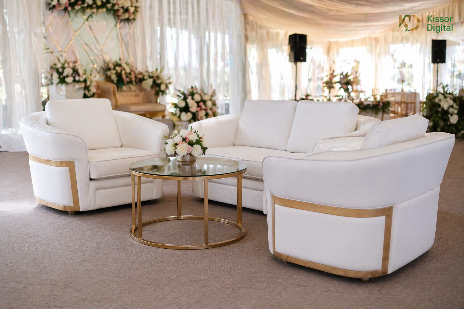 White & Gold Butterfly Lounge Set