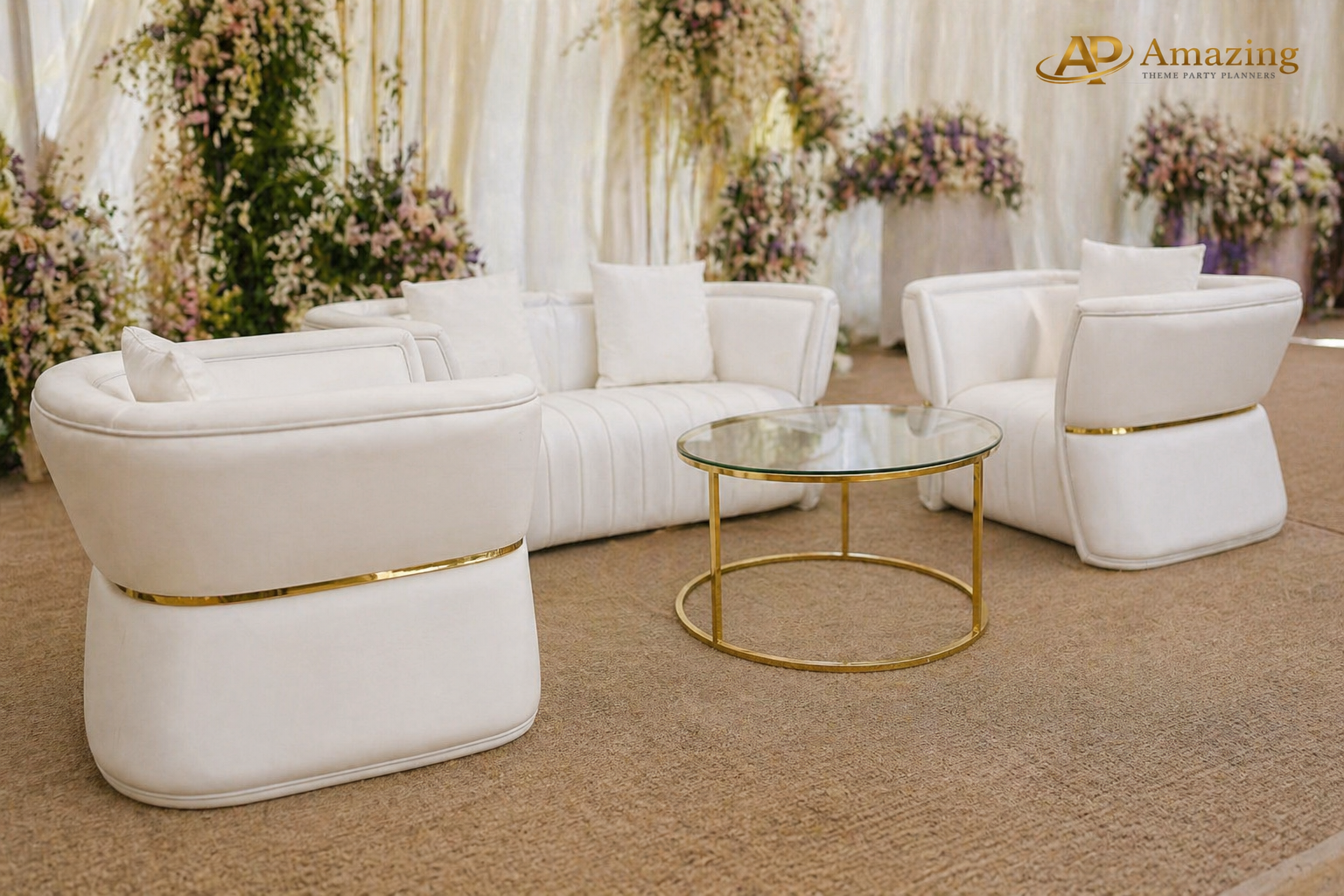 White/Gold Butterfly Striped Lounge Collection