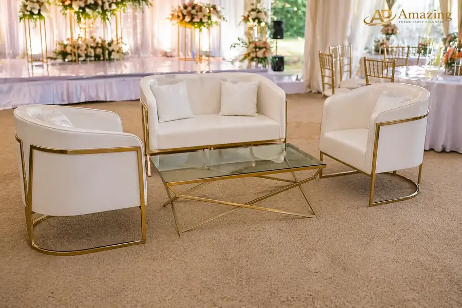 White gold lounge set Nairobi by Amazing Theme Party Planners