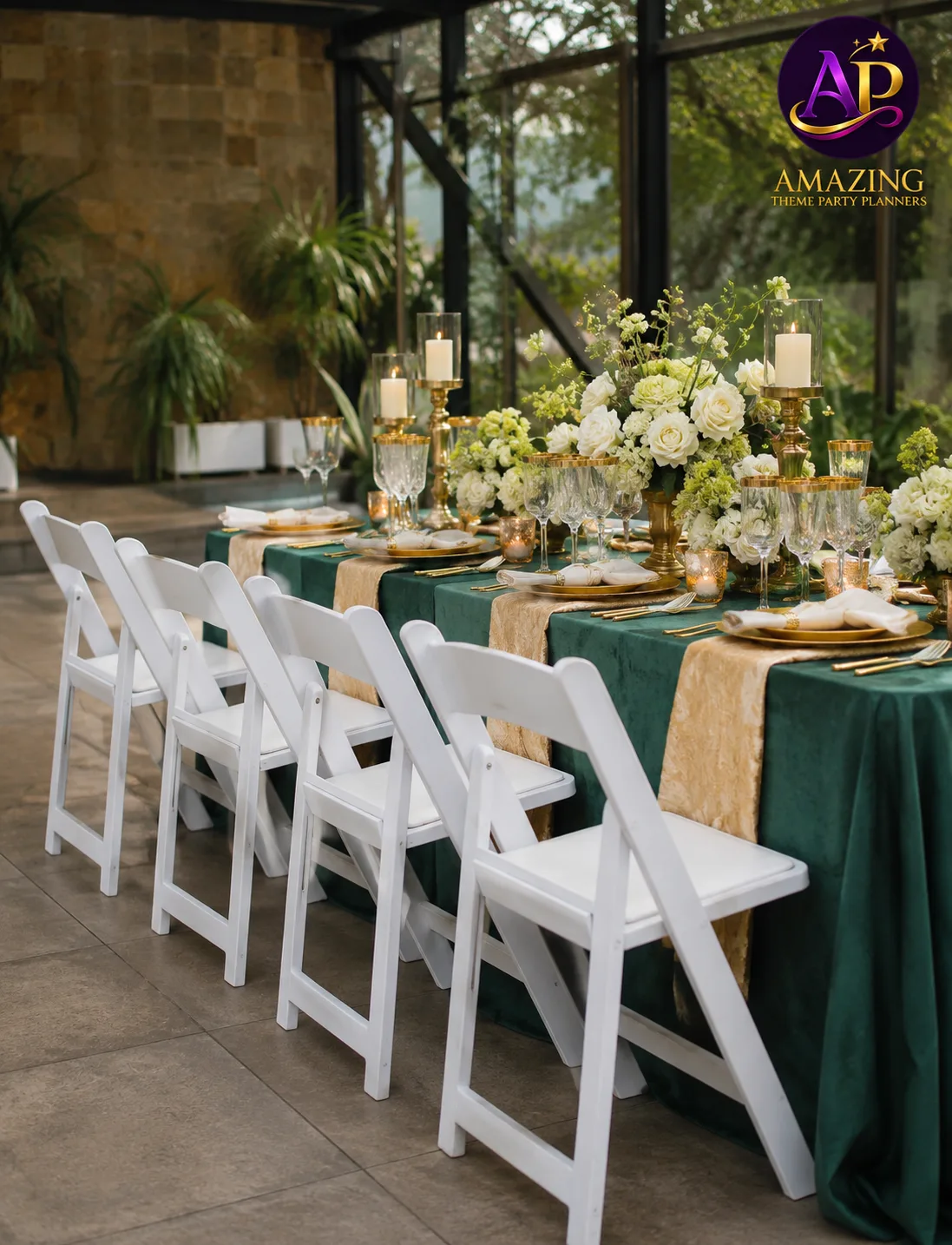 Wimbledon Chair Hire Nairobi styled at a luxury wedding or event table setup.